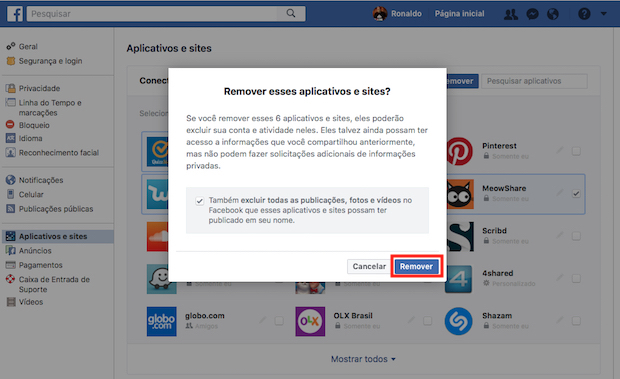 Facebook lança ferramenta de remoção de aplicativos em massa; veja